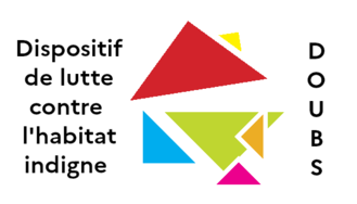 Logo du dispositif LHI du Doubs représentant une maison en tangram